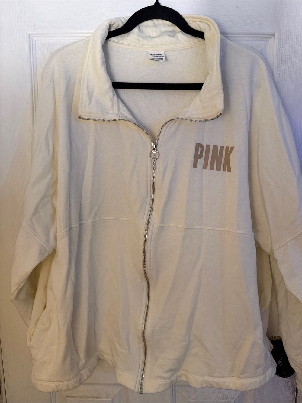 PINK Victoria's Secret Cream Full-Zip Teddy Jacket